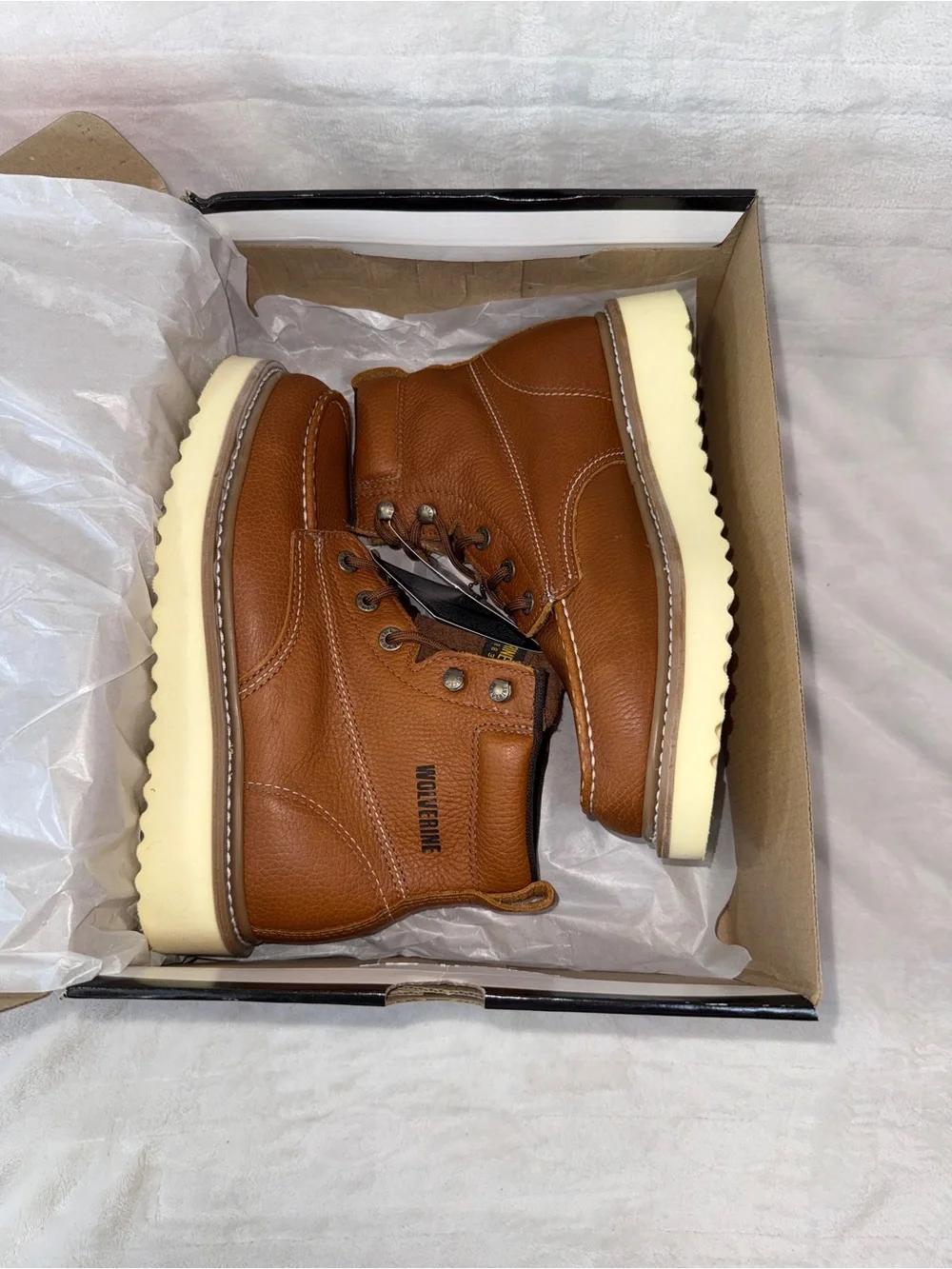 Men's Brown Leather 6” Work Boots - Size 7.5 women’s 8.5